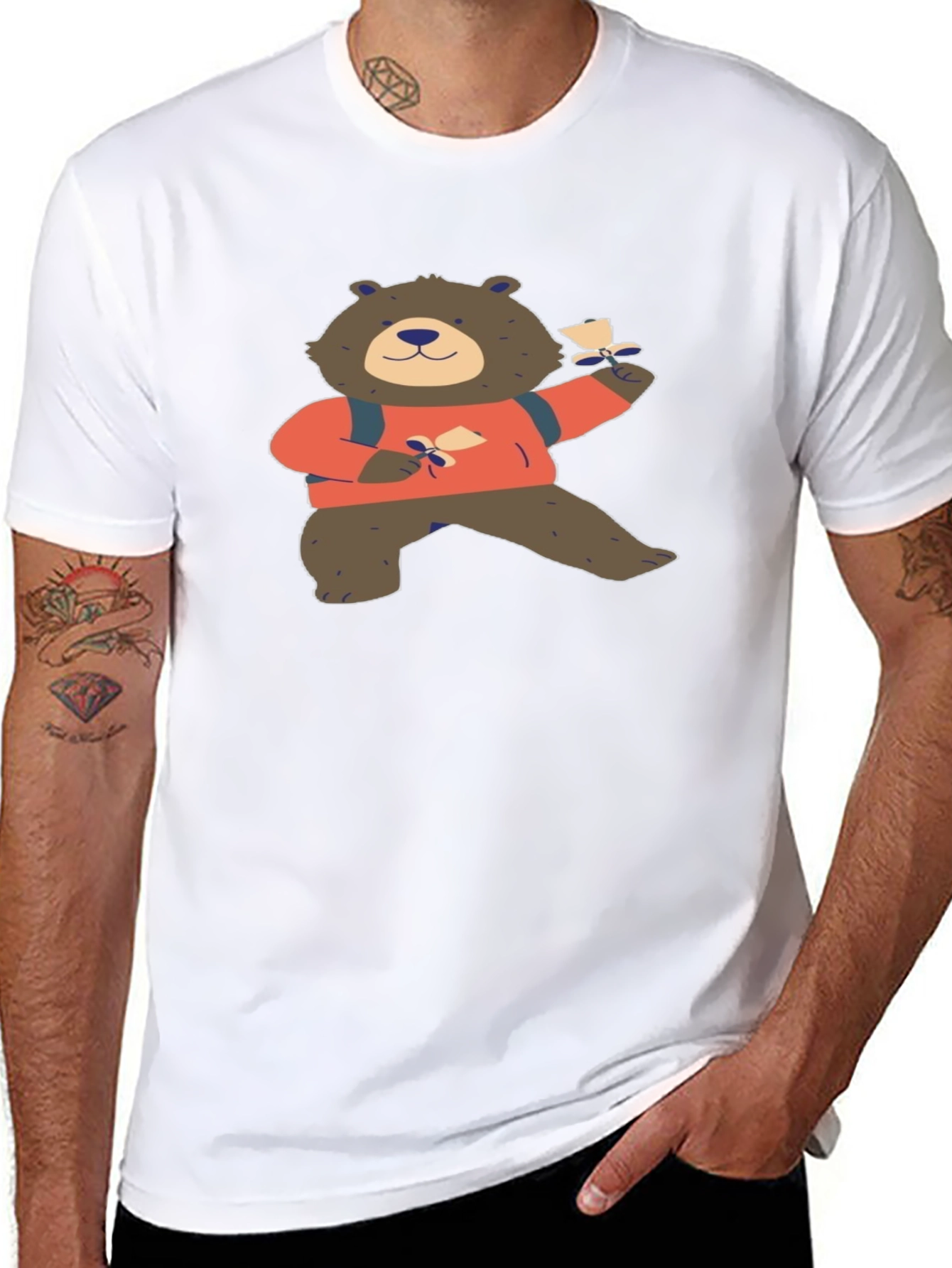 Bear with Letter Graphic T-Shirt