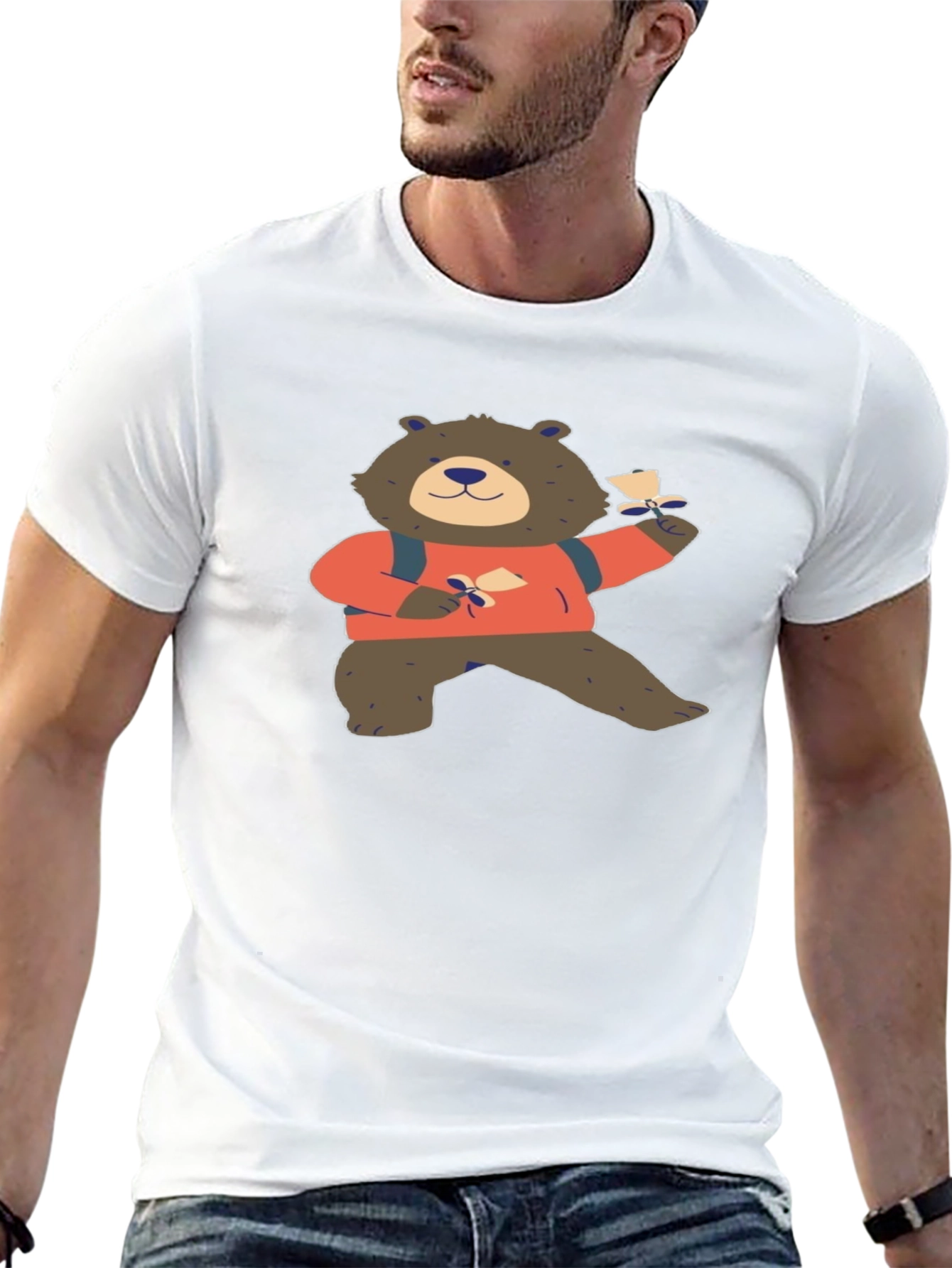 Bear with Letter Graphic T-Shirt