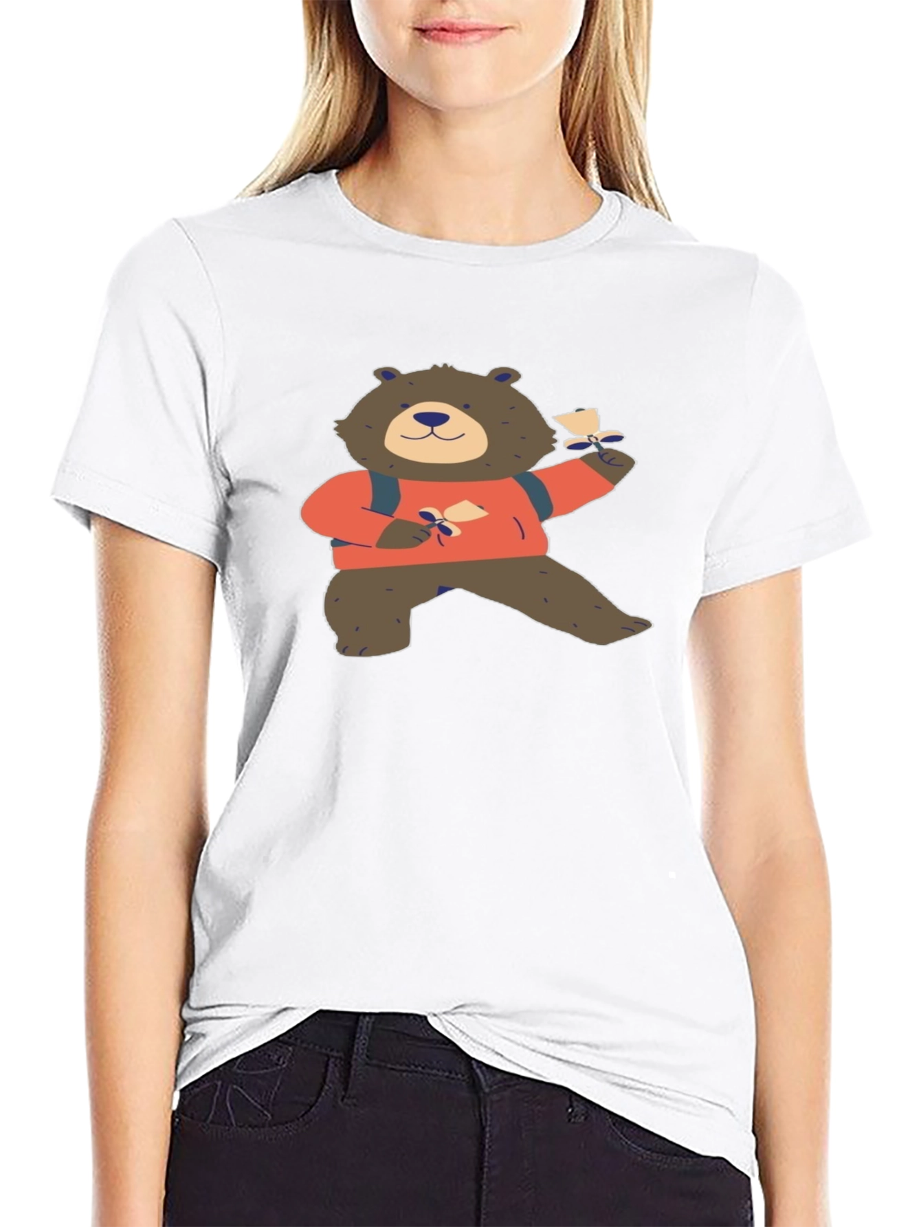 Bear with Letter Graphic T-Shirt