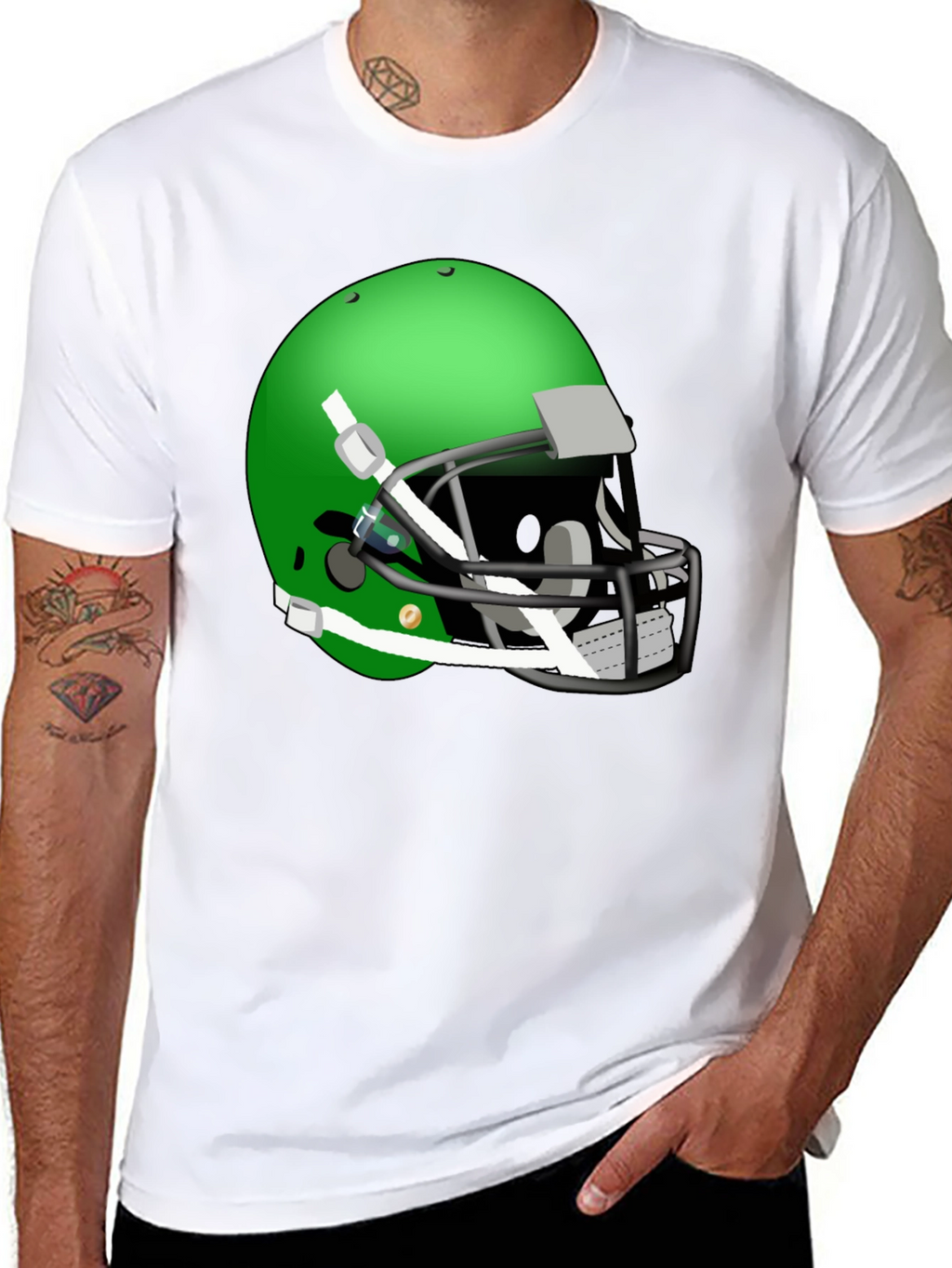 Football Helmet Graphic Tee - Black Cotton Shirt