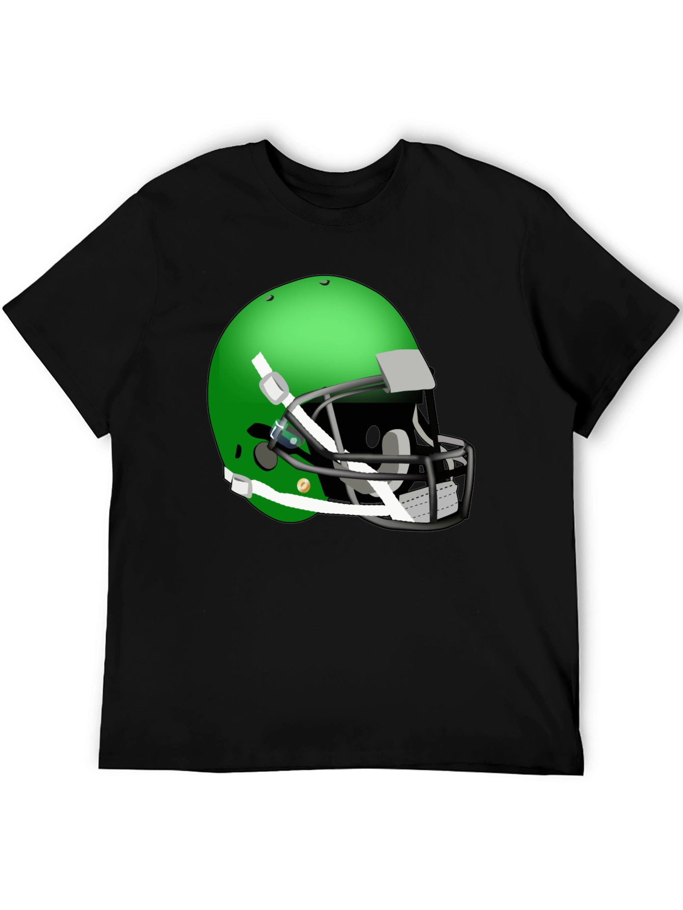 Football Helmet Graphic Tee - Black Cotton Shirt