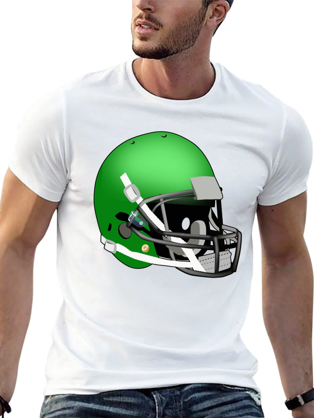Football Helmet Graphic Tee - Black Cotton Shirt