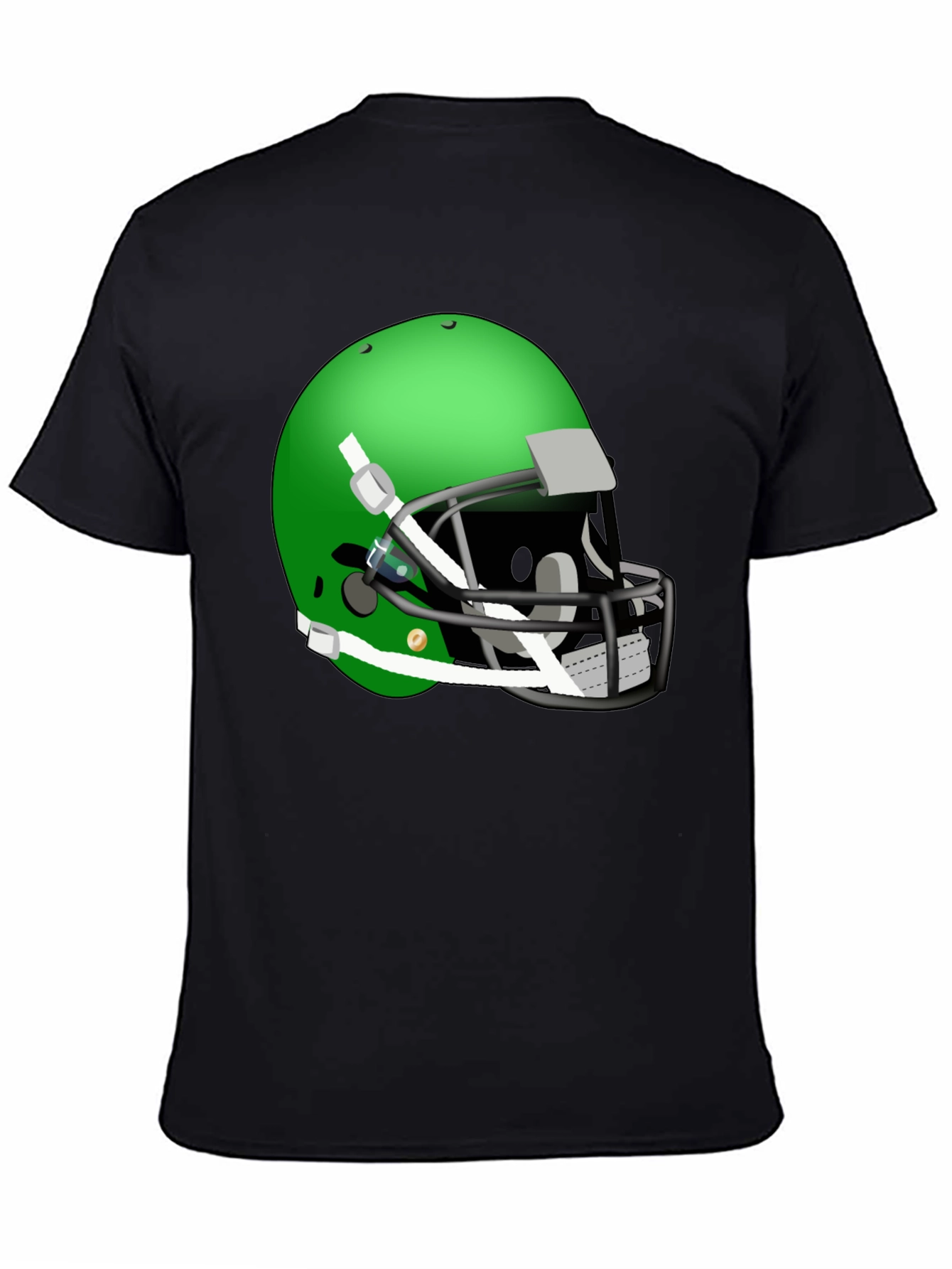Football Helmet Graphic Tee - Black Cotton Shirt