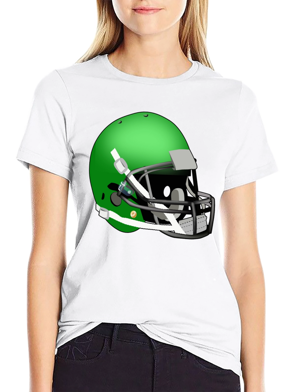 Football Helmet Graphic Tee - Black Cotton Shirt