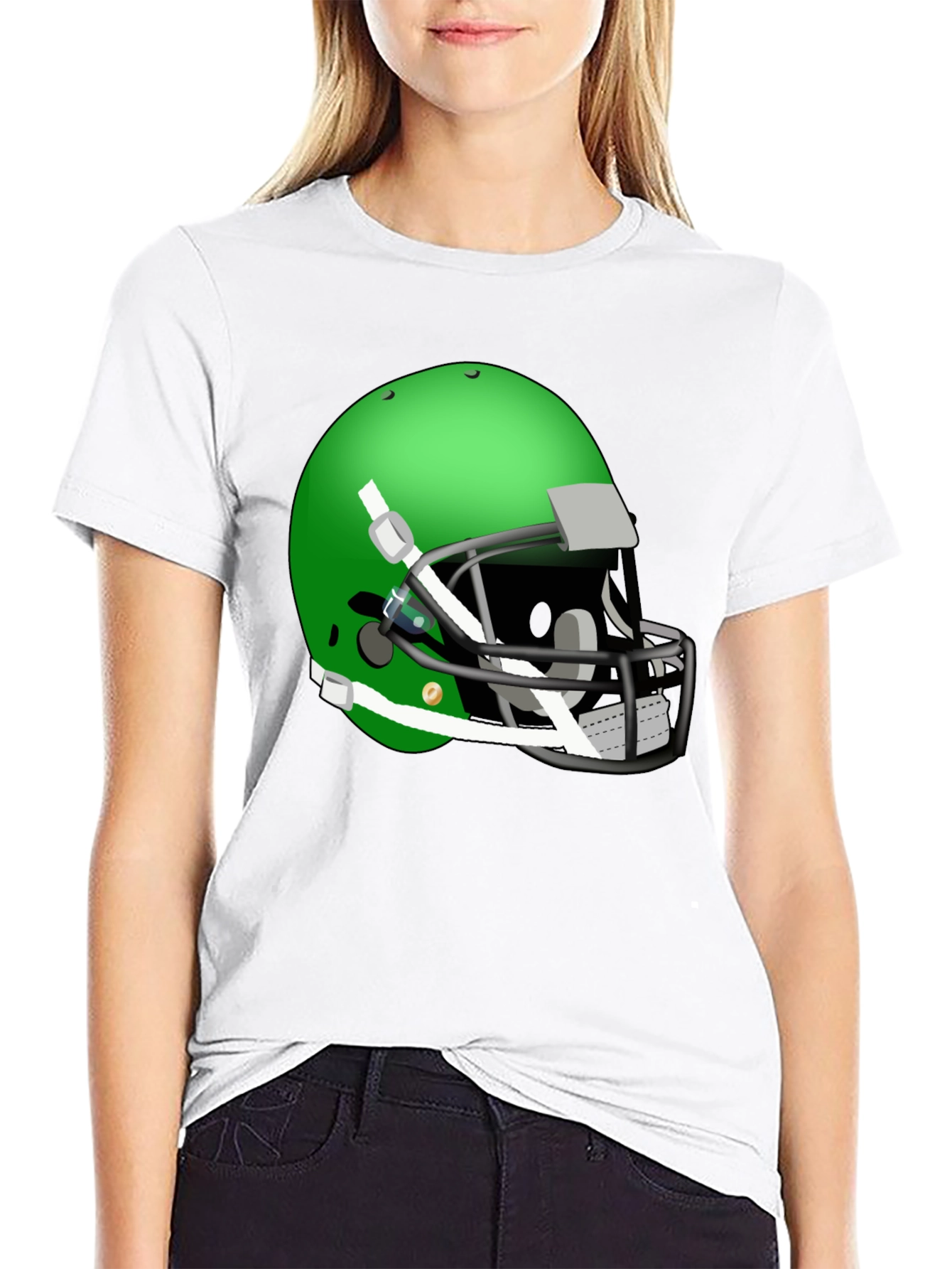 Football Helmet Graphic Tee - Black Cotton Shirt