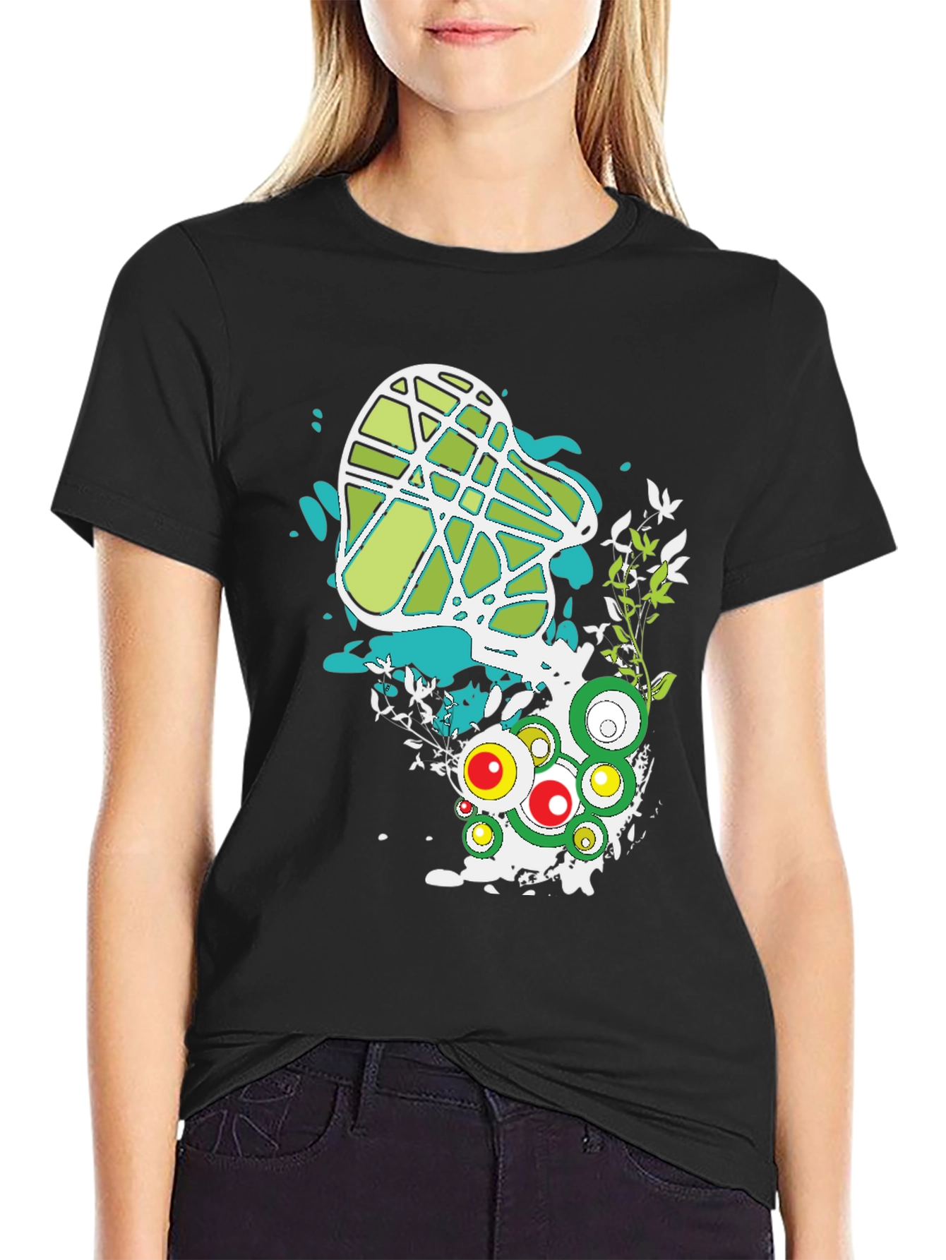 Abstract Graphic Print Black T-Shirt