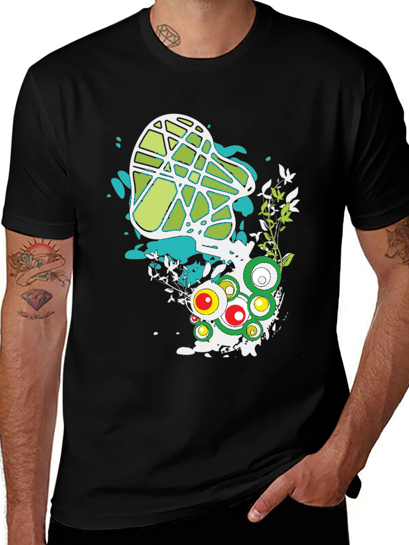 Abstract Graphic Print Black T-Shirt