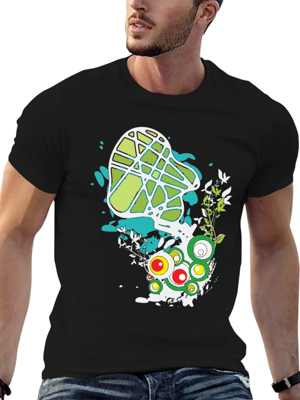 Abstract Graphic Print Black T-Shirt