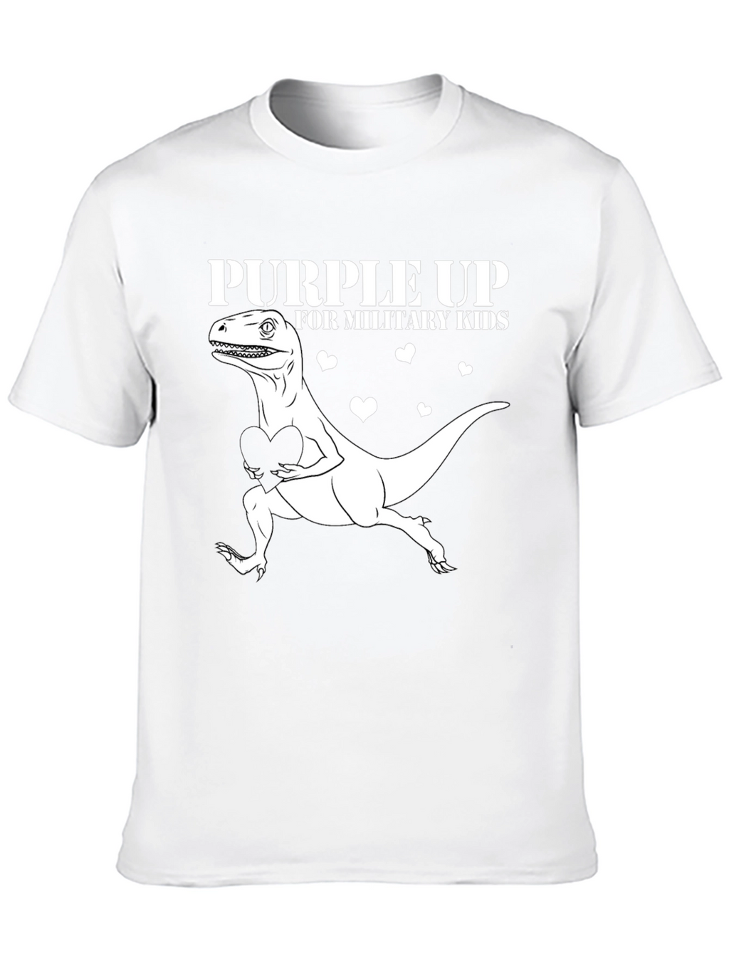 Purple Up Military Kids Dinosaur Heart T-Shirt
