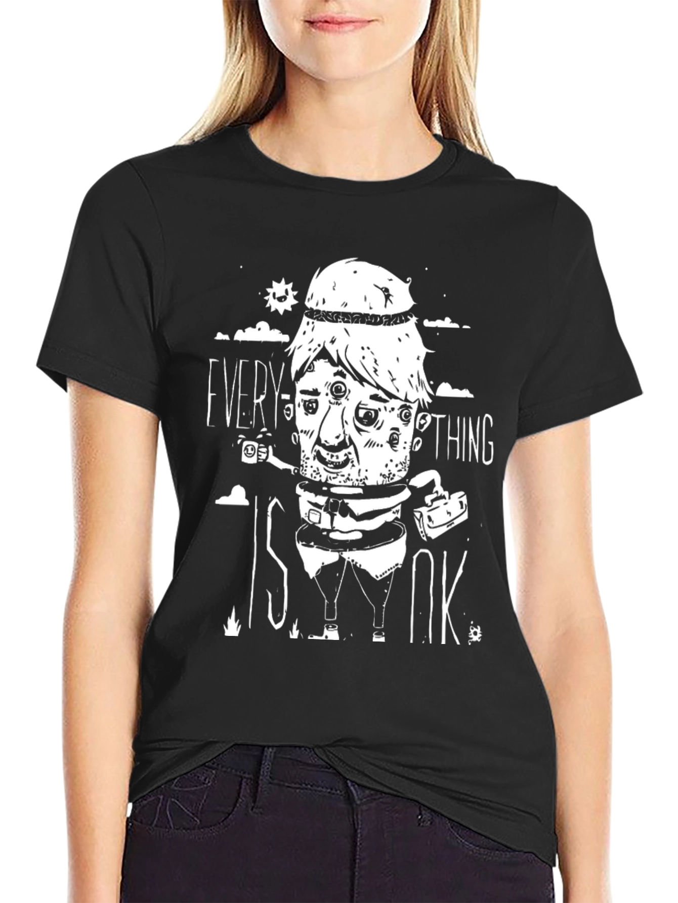 Everything Is Ok Black Graphic Tee