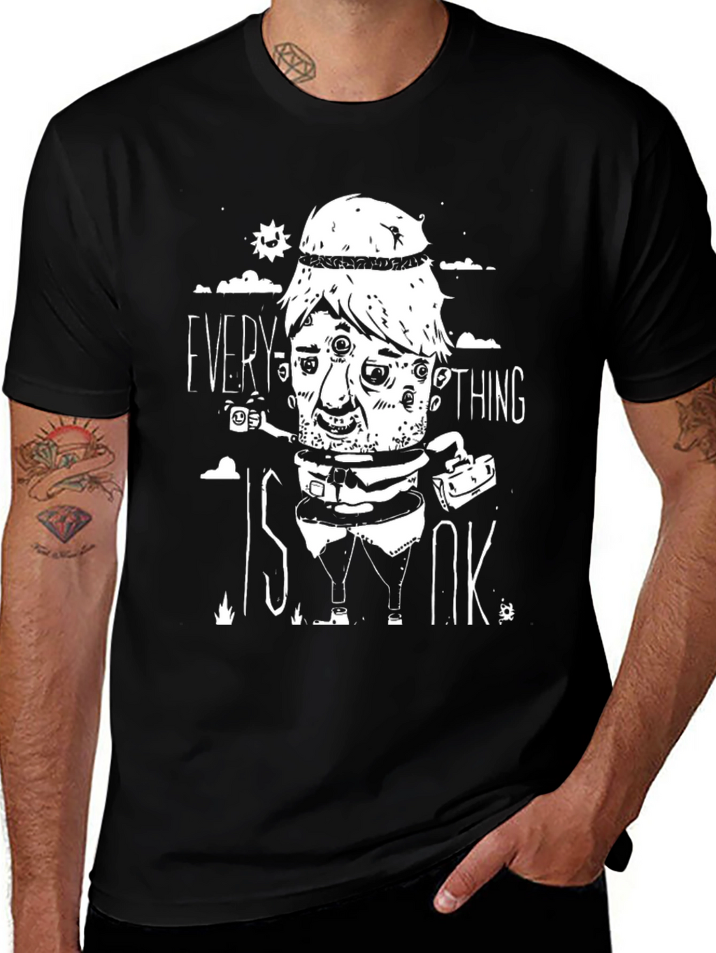Everything Is Ok Black Graphic Tee