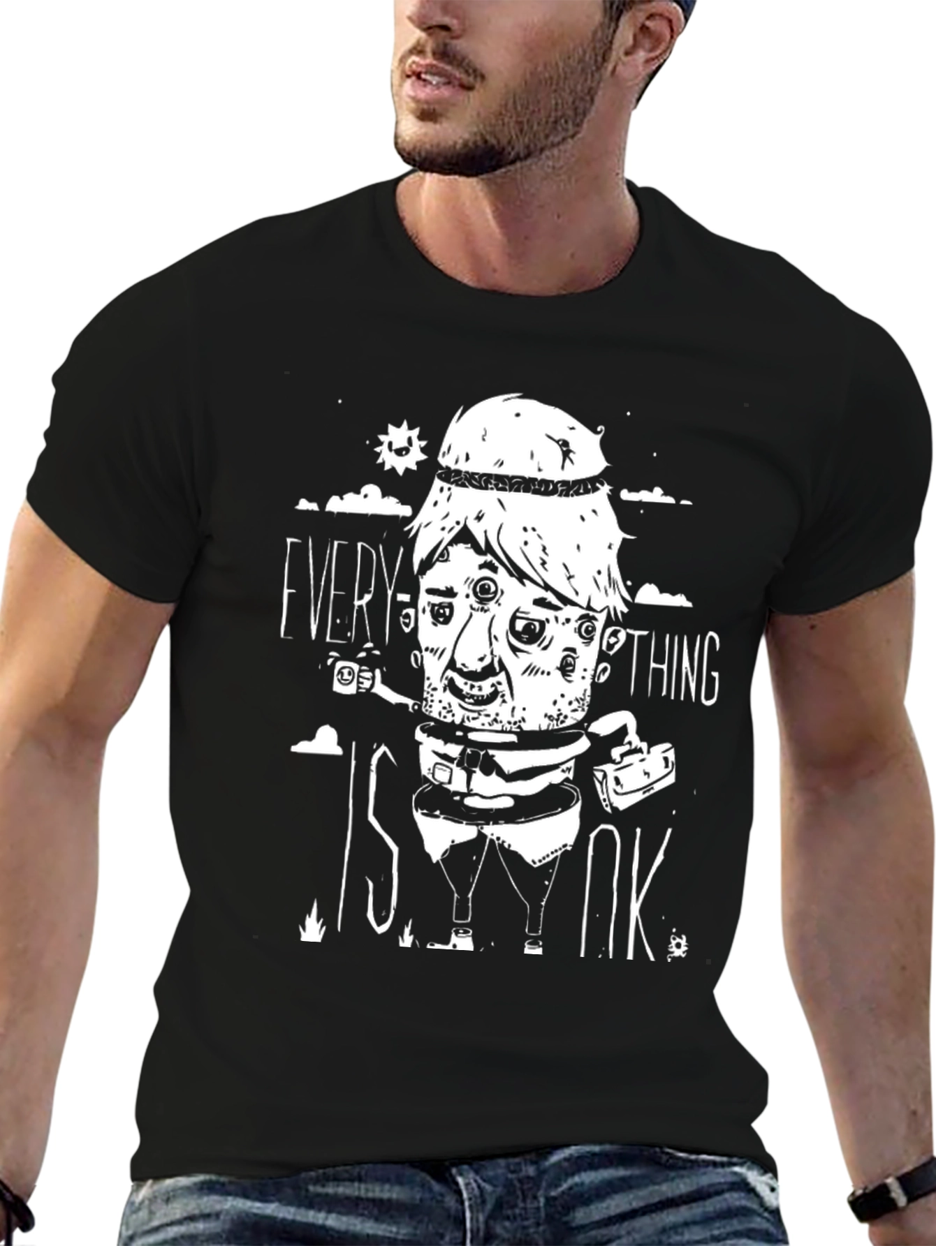 Everything Is Ok Black Graphic Tee