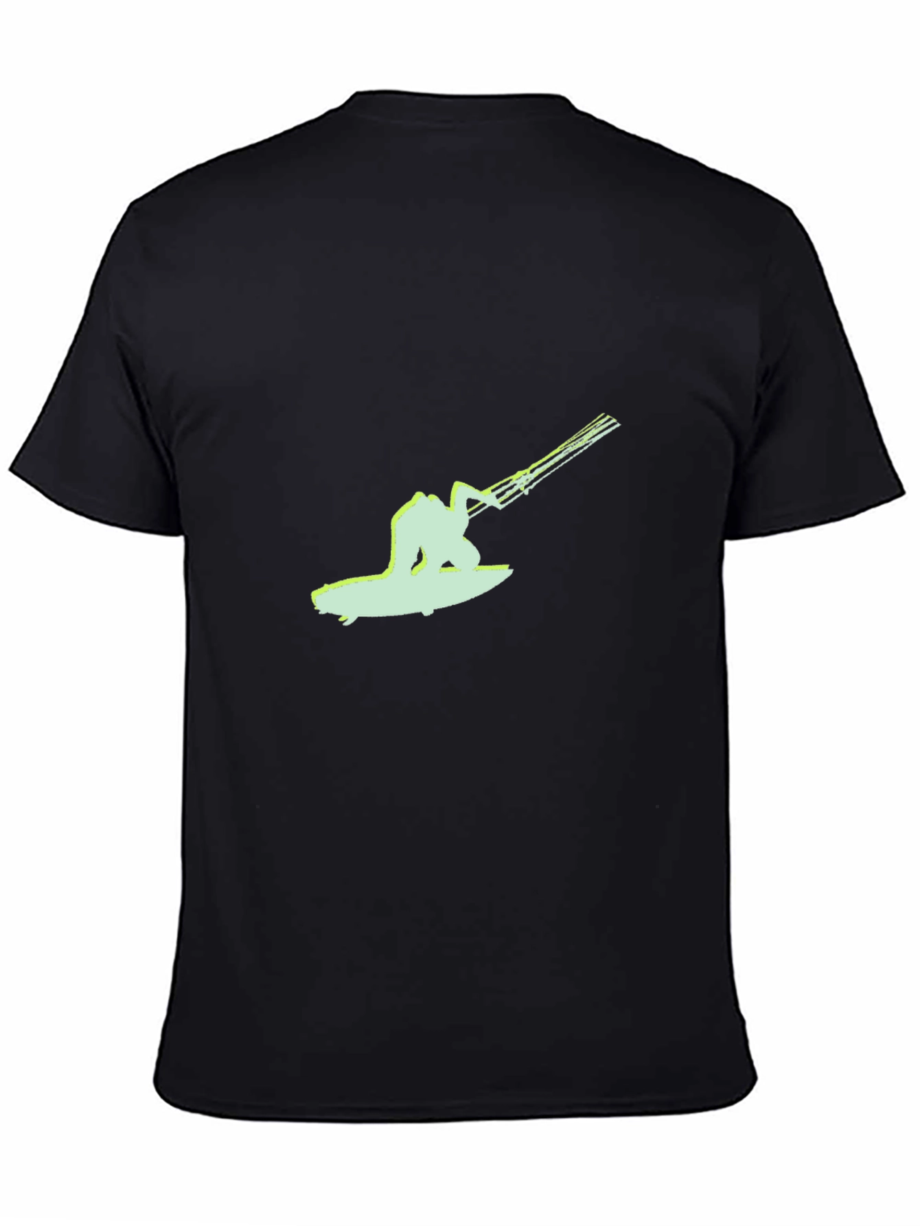 Black T-Shirt with Surfing Graphic
