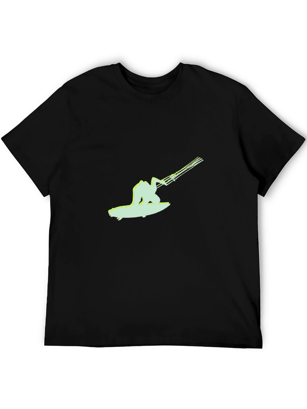 Black T-Shirt with Surfing Graphic