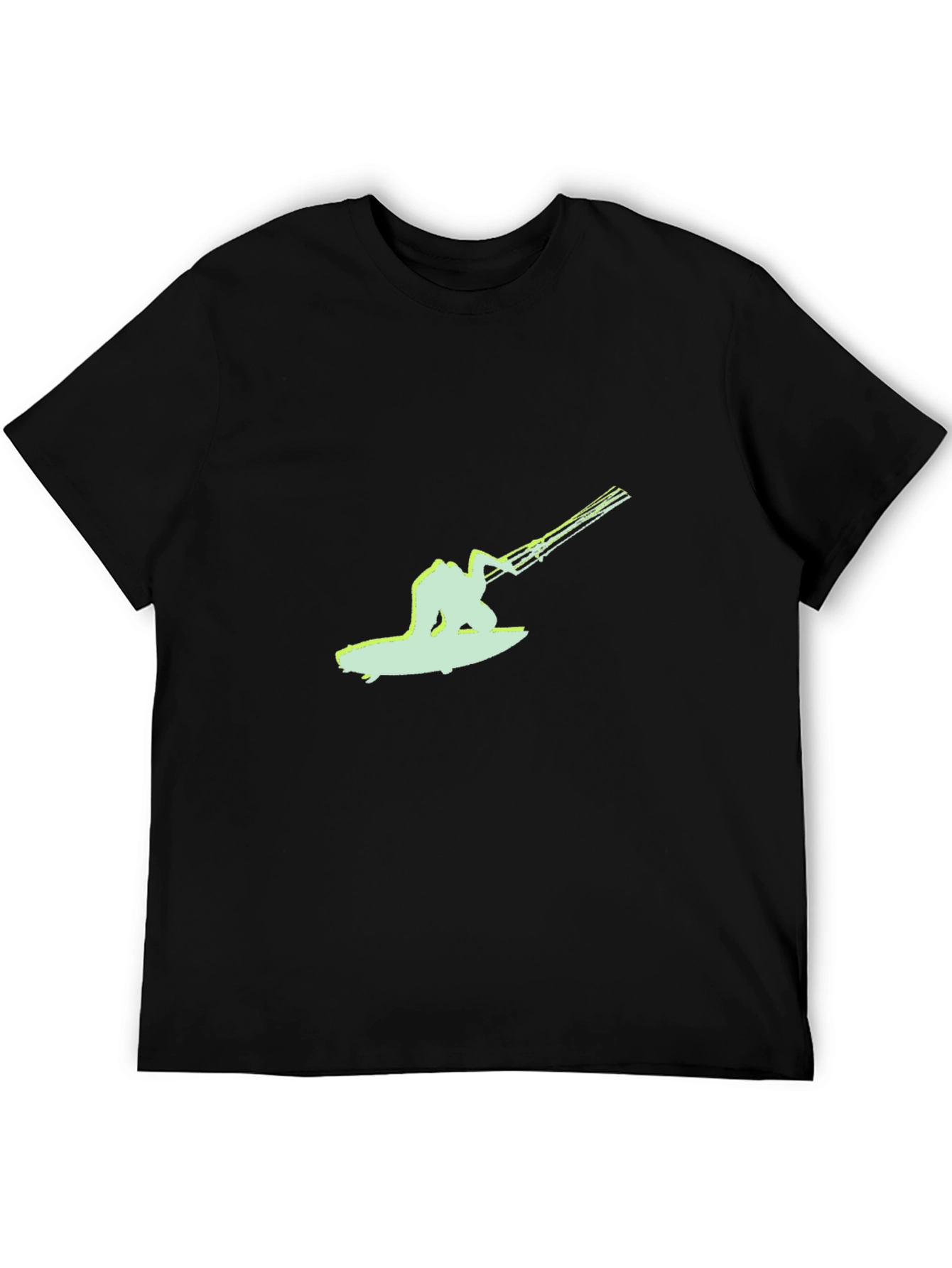 Black T-Shirt with Surfing Graphic