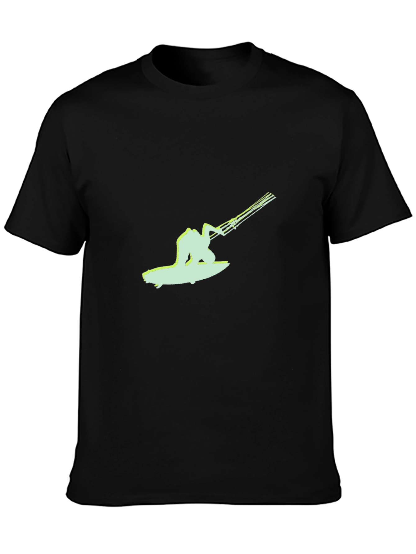 Black T-Shirt with Surfing Graphic