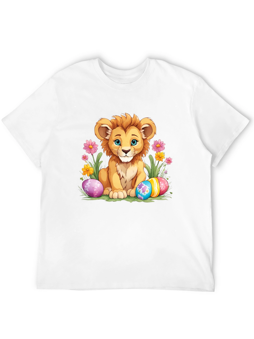 Cute Lion Easter Eggs Graphic T-Shirt