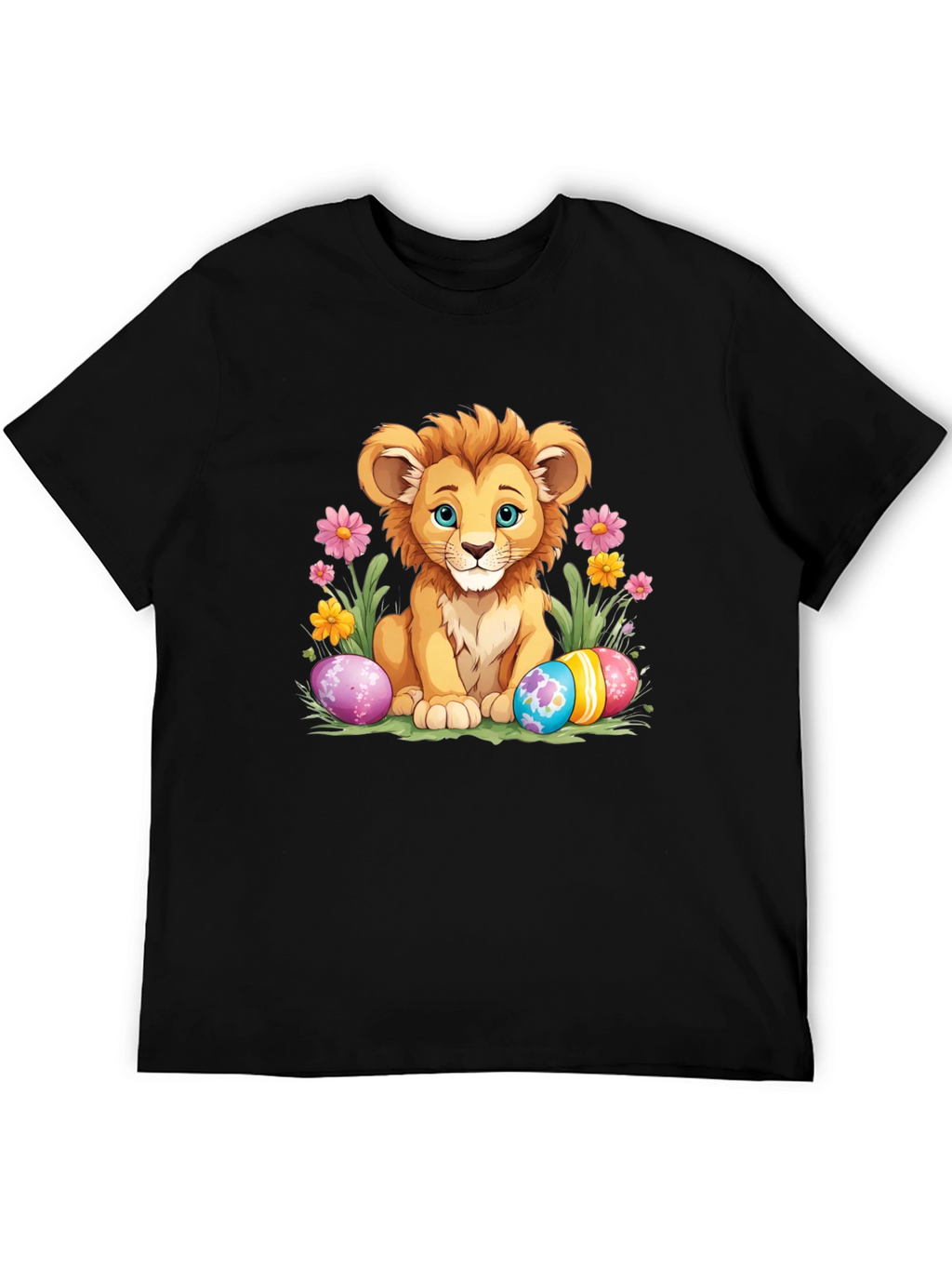Cute Lion Easter Eggs Graphic T-Shirt