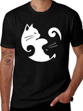 Yin Yang Cats Black T-Shirt - Stylish Balance