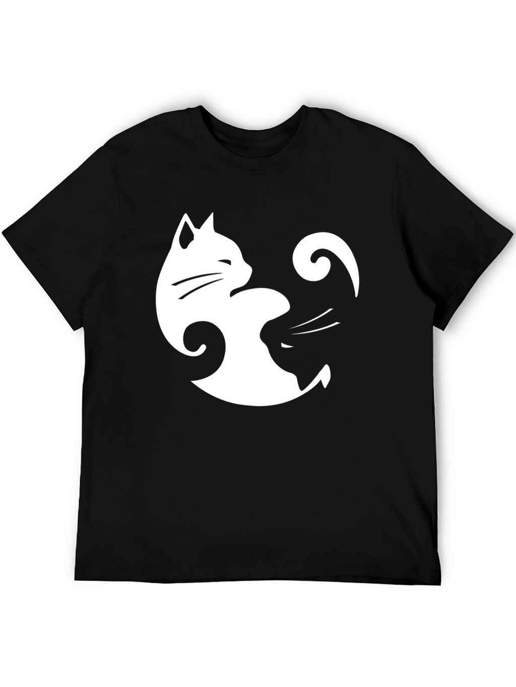 Yin Yang Cats Black T-Shirt - Stylish Balance