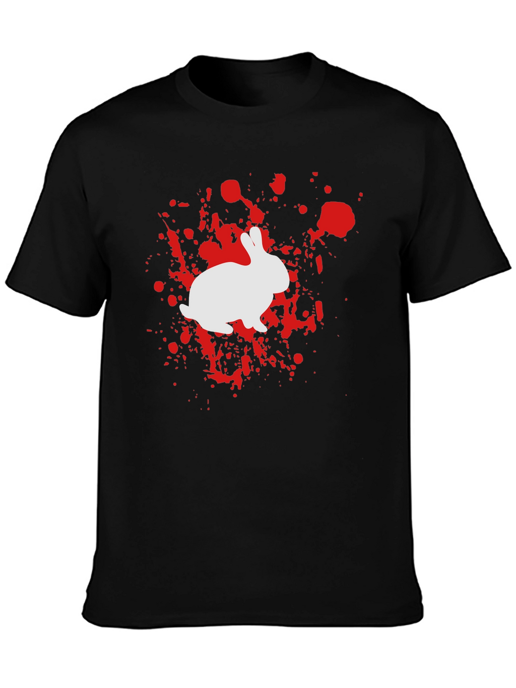 Rabbit Splatter Graphic Tee - Black Cotton Shirt