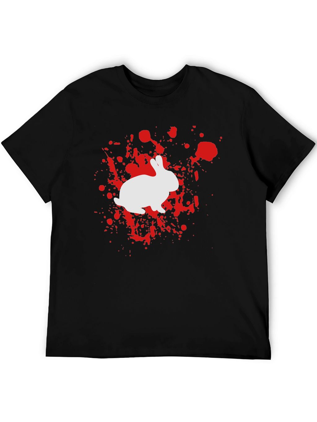 Rabbit Splatter Graphic Tee - Black Cotton Shirt