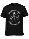 Surreal Cephalopod Graphic Tee - Black Cotton T-Shirt