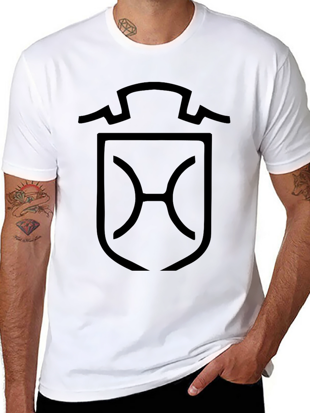 Minimalist Black T-Shirt with Shield Graphic