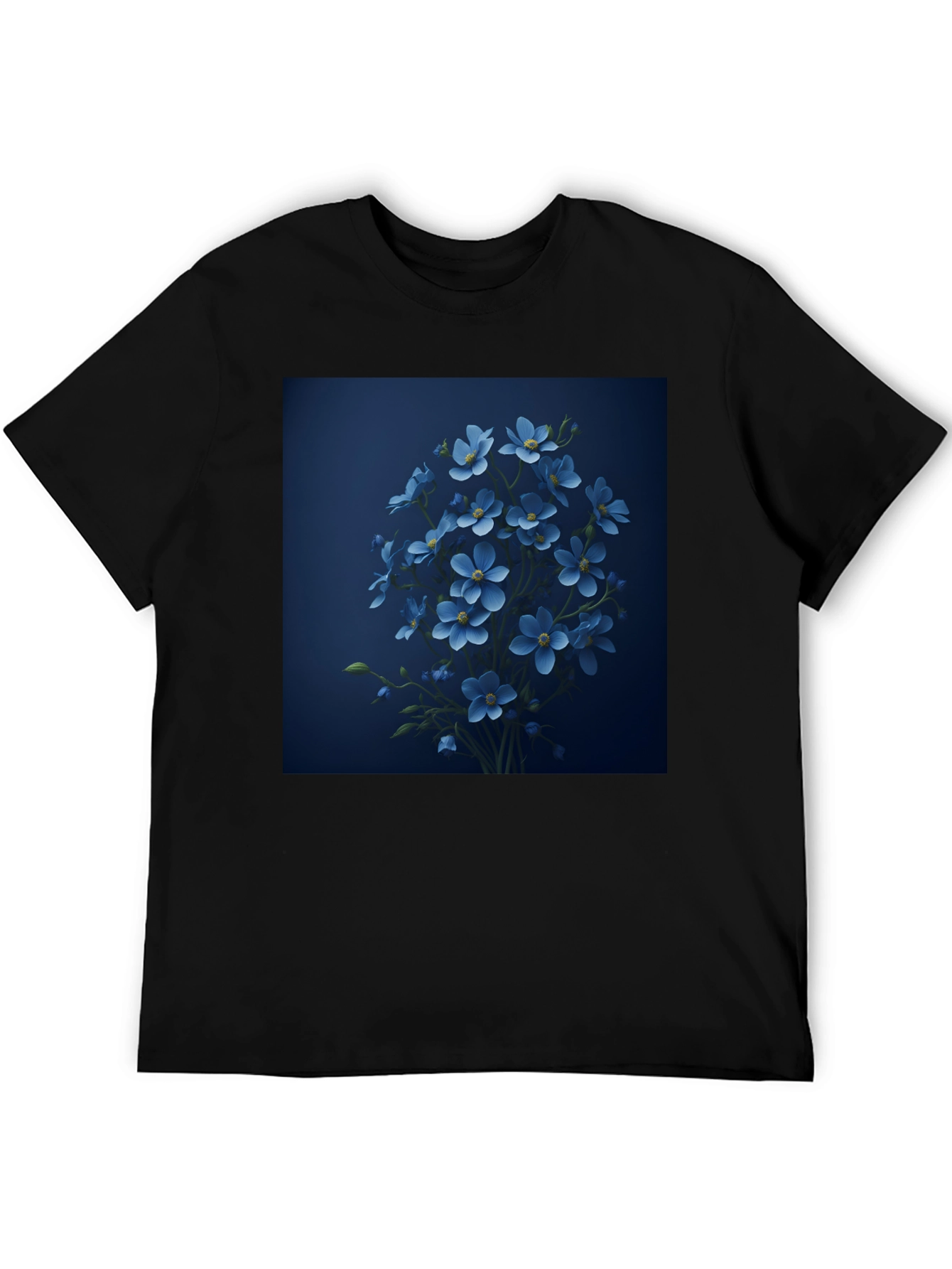 Blue Floral T-Shirt: Stylish Graphic Tee for Men
