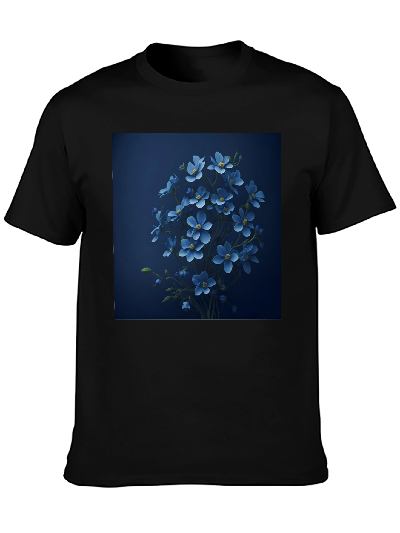 Blue Floral T-Shirt: Stylish Graphic Tee for Men