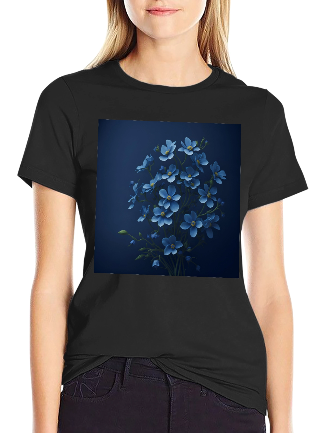 Blue Floral T-Shirt: Stylish Graphic Tee for Men