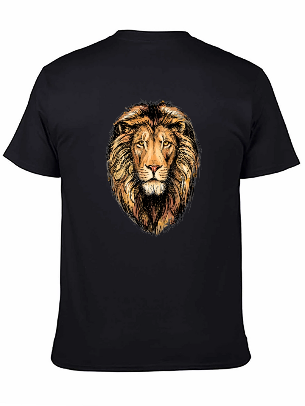 Lion Graphic Print Mens Black T-Shirt