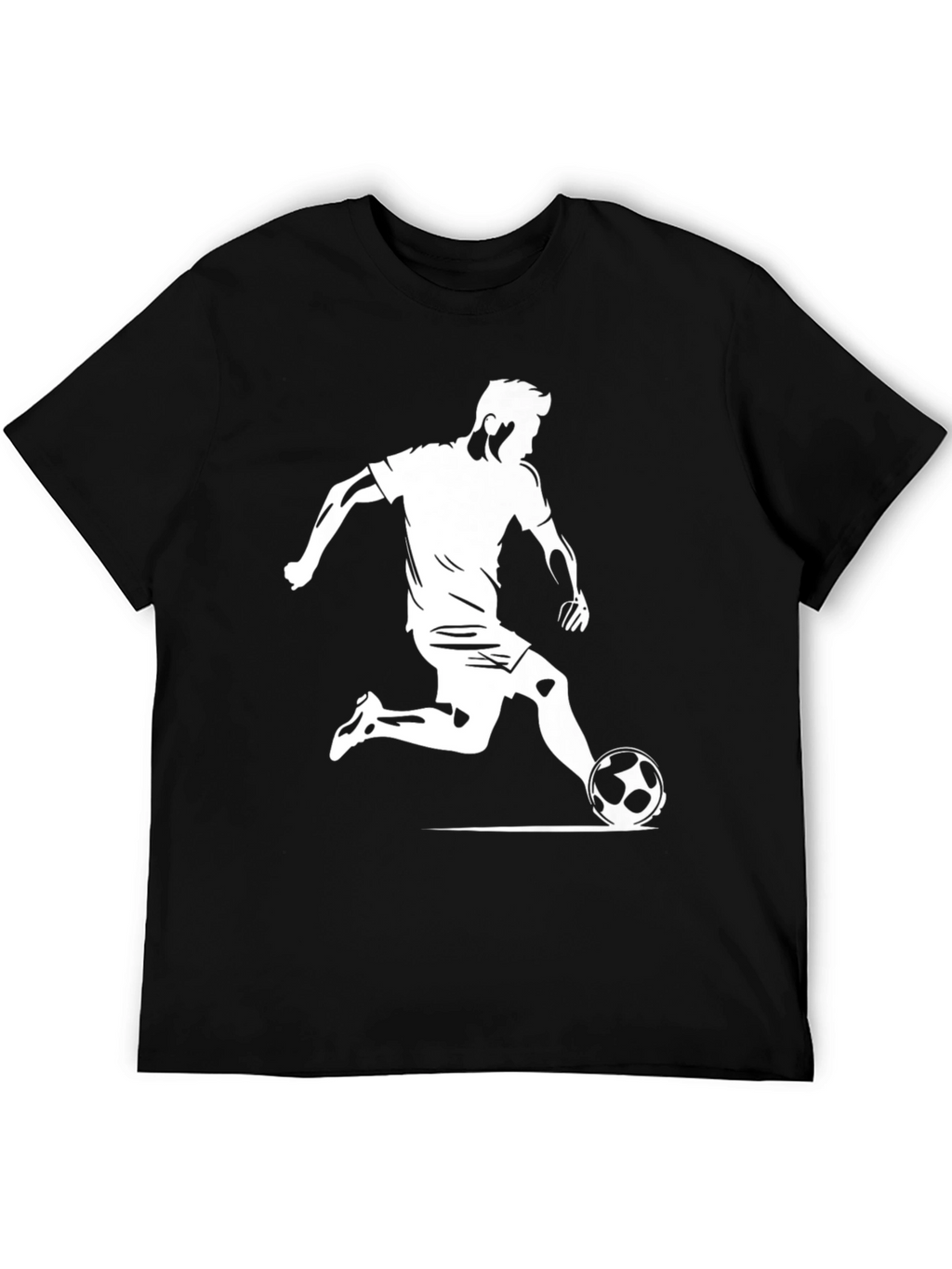 Soccer Player Graphic Tee - Black Cotton T-Shirt