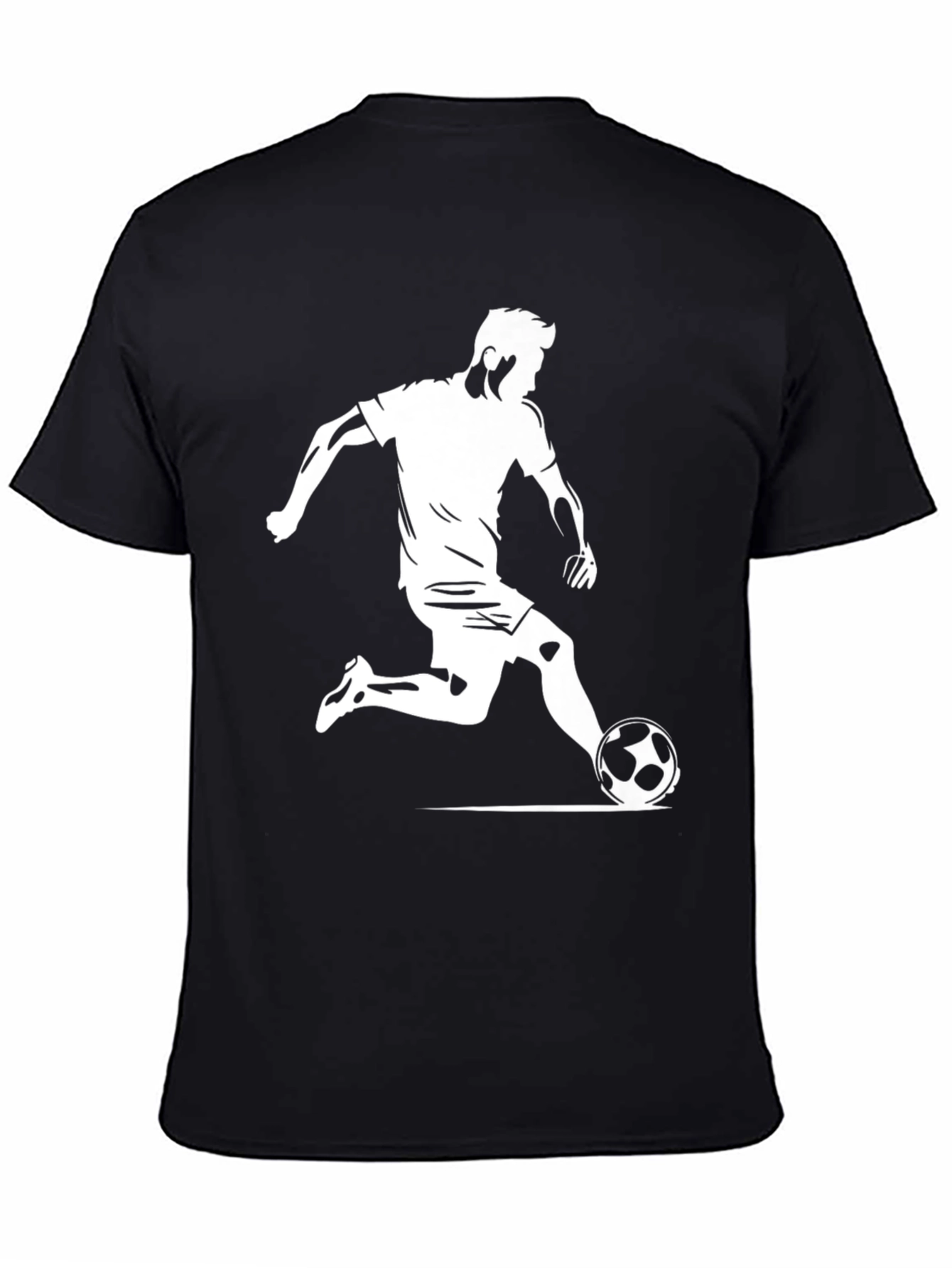 Soccer Player Graphic Tee - Black Cotton T-Shirt
