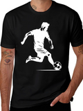 Soccer Player Graphic Tee - Black Cotton T-Shirt