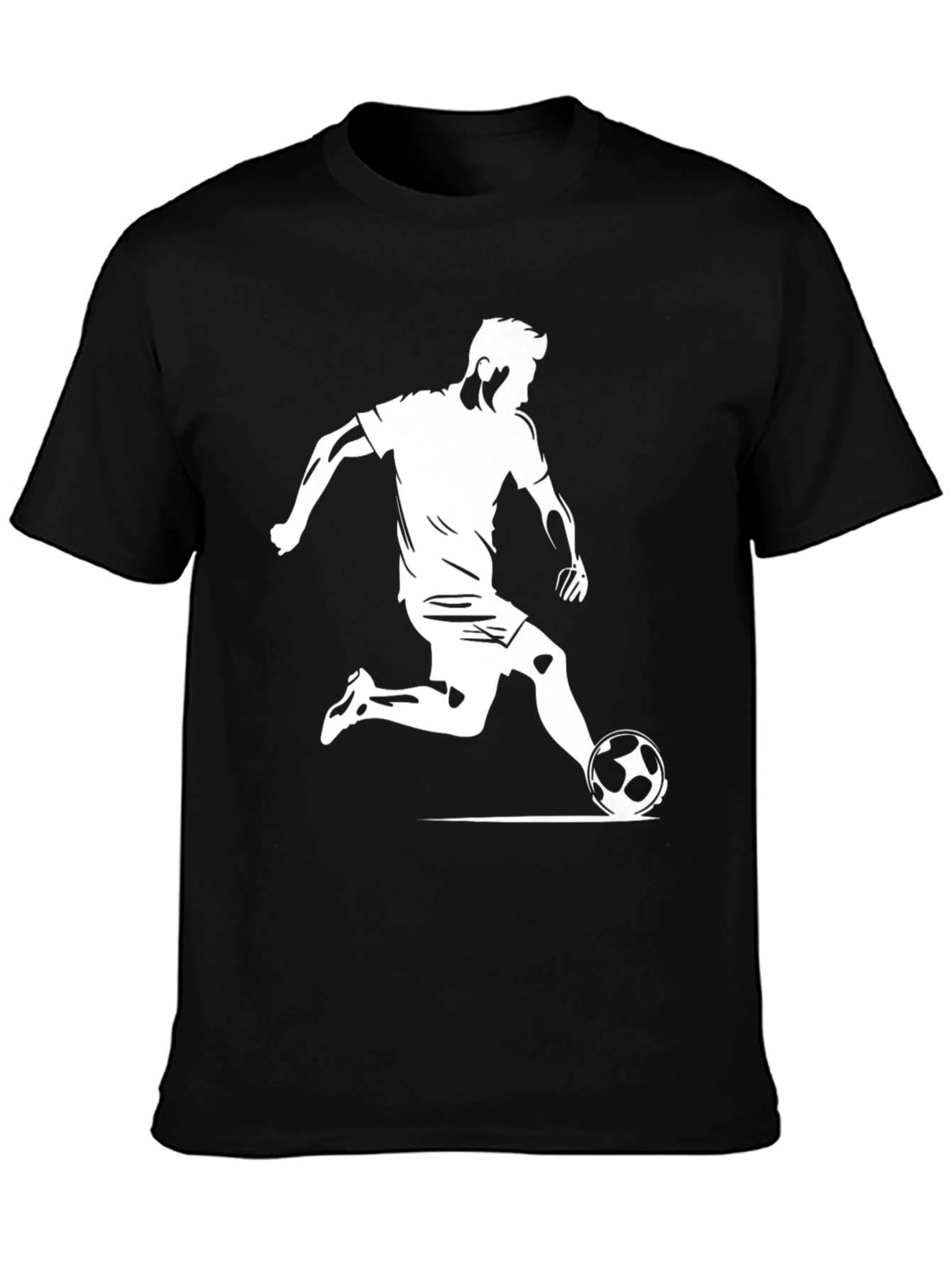 Soccer Player Graphic Tee - Black Cotton T-Shirt