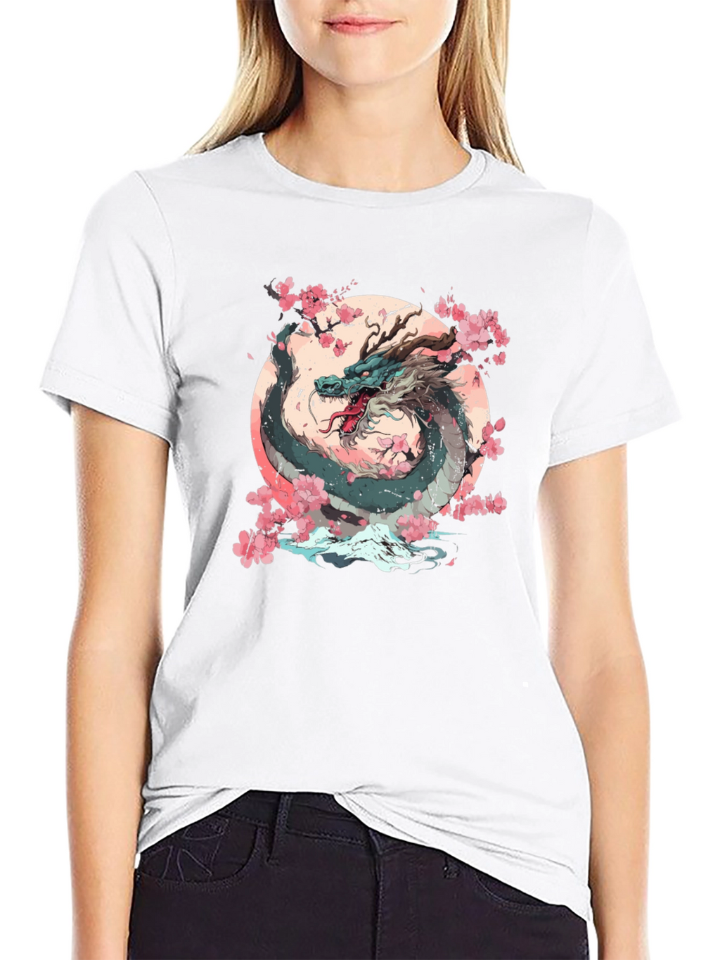 Dragon & Cherry Blossom Graphic T-Shirt