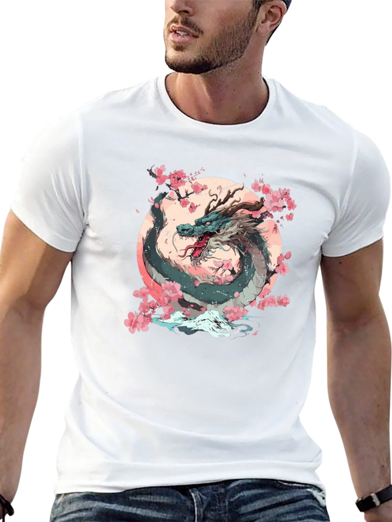 Dragon & Cherry Blossom Graphic T-Shirt