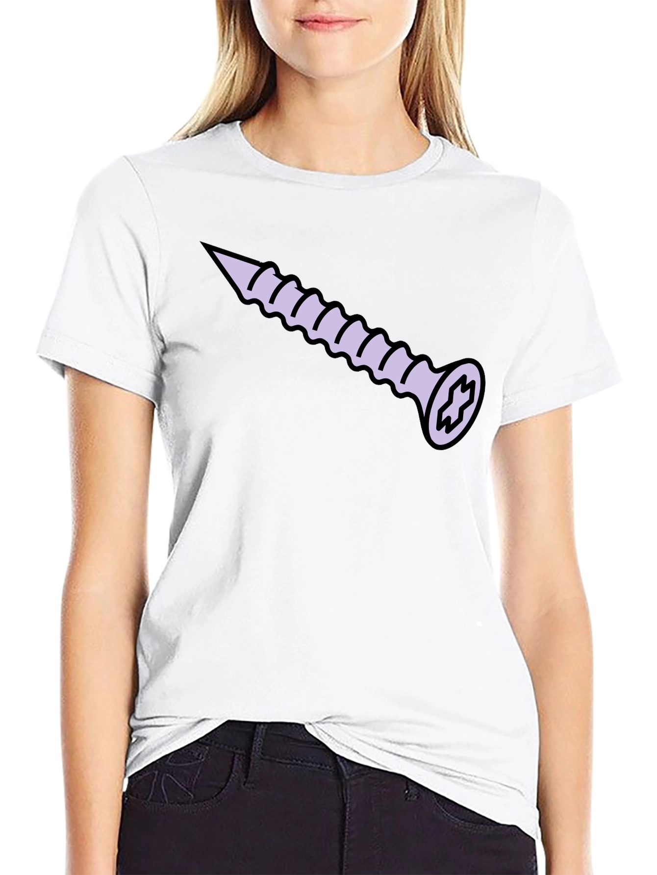 Screw Graphic T-Shirt - Black Cotton Tee
