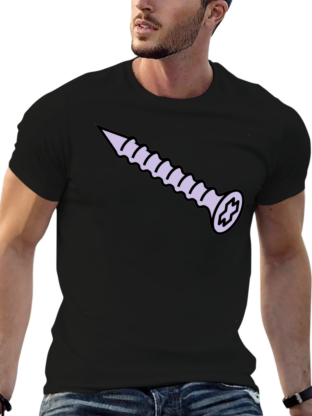 Screw Graphic T-Shirt - Black Cotton Tee