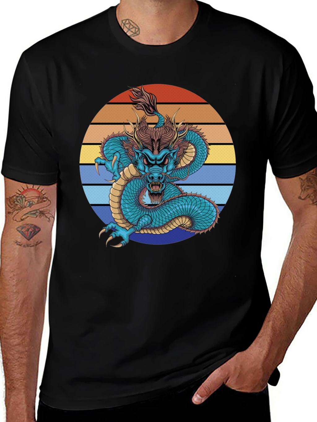 Dragon Graphic Tee - Black Short Sleeve Shirt