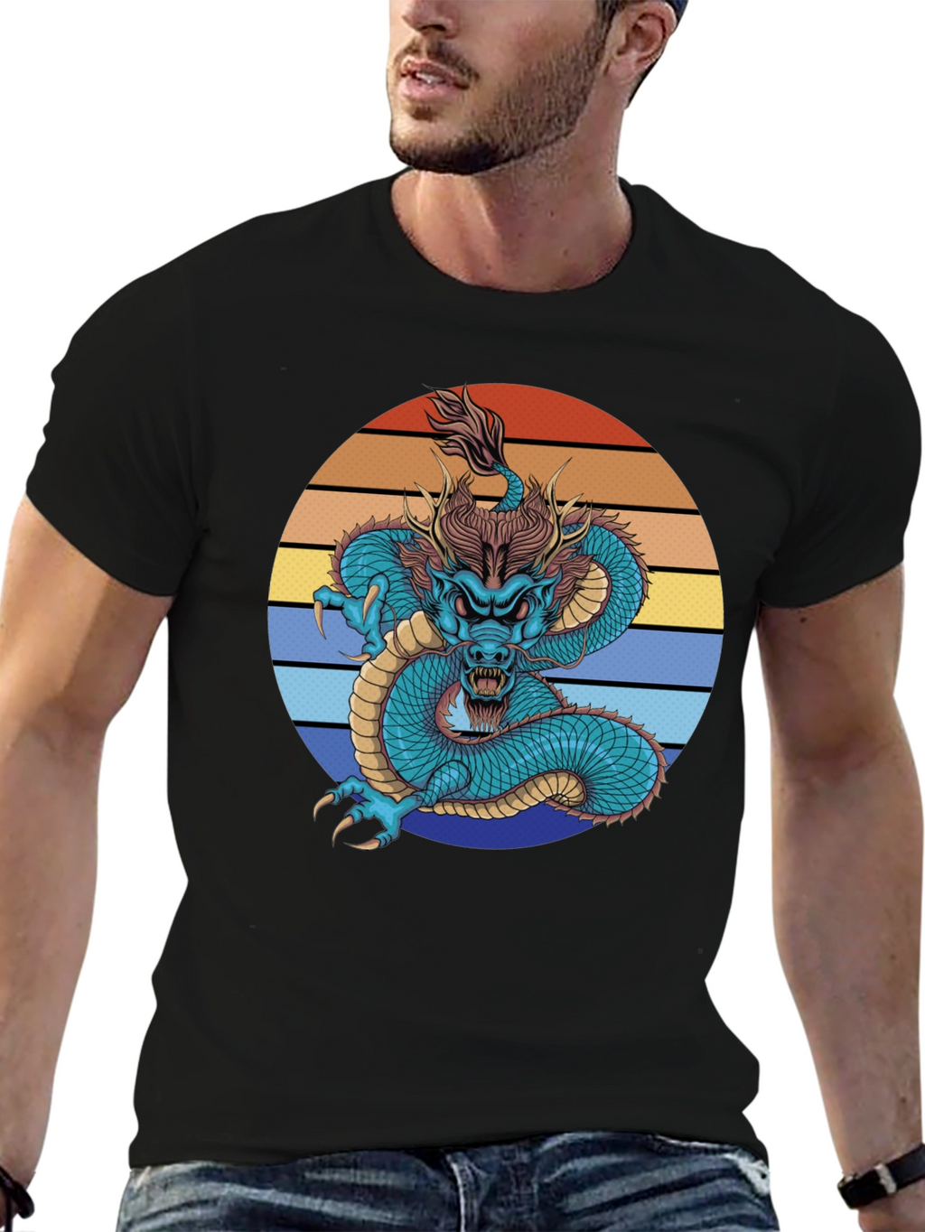 Dragon Graphic Tee - Black Short Sleeve Shirt
