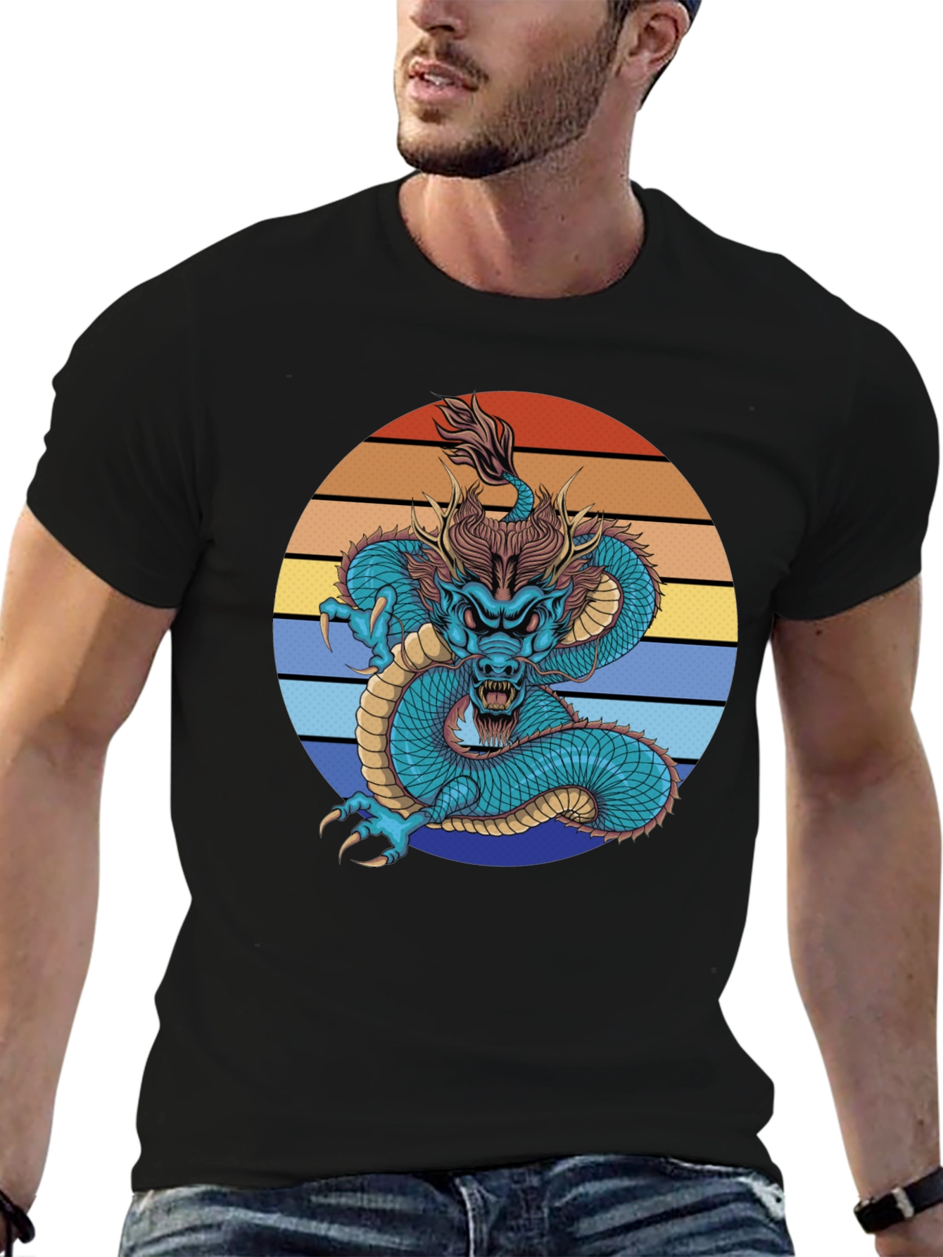 Dragon Graphic Tee - Black Short Sleeve Shirt