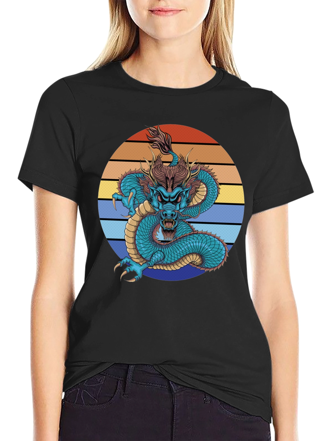 Dragon Graphic Tee - Black Short Sleeve Shirt