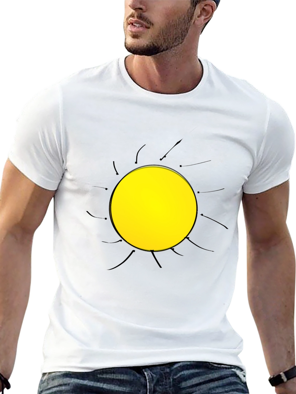 Abstract Sun Graphic Black T-Shirt