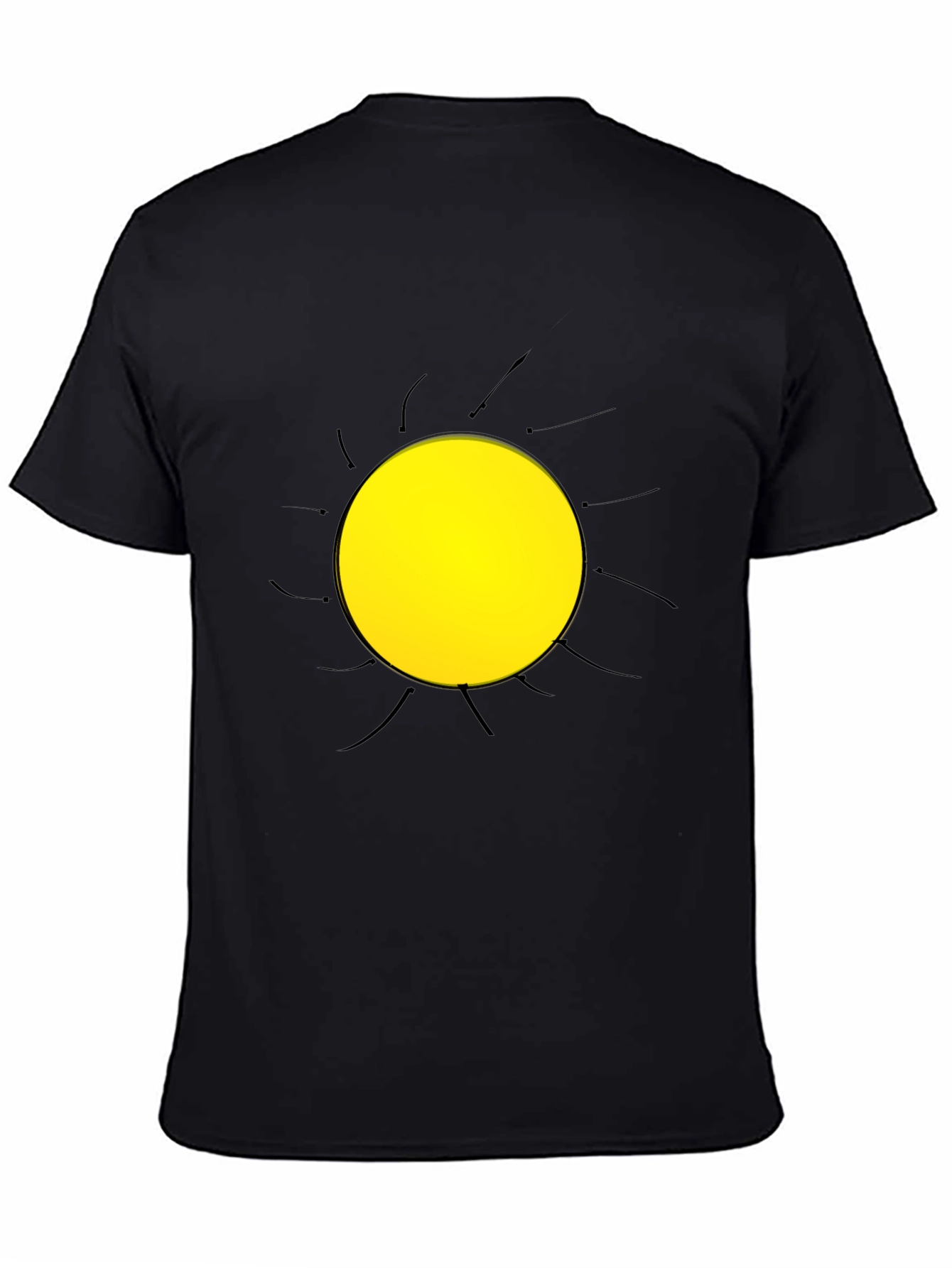 Abstract Sun Graphic Black T-Shirt