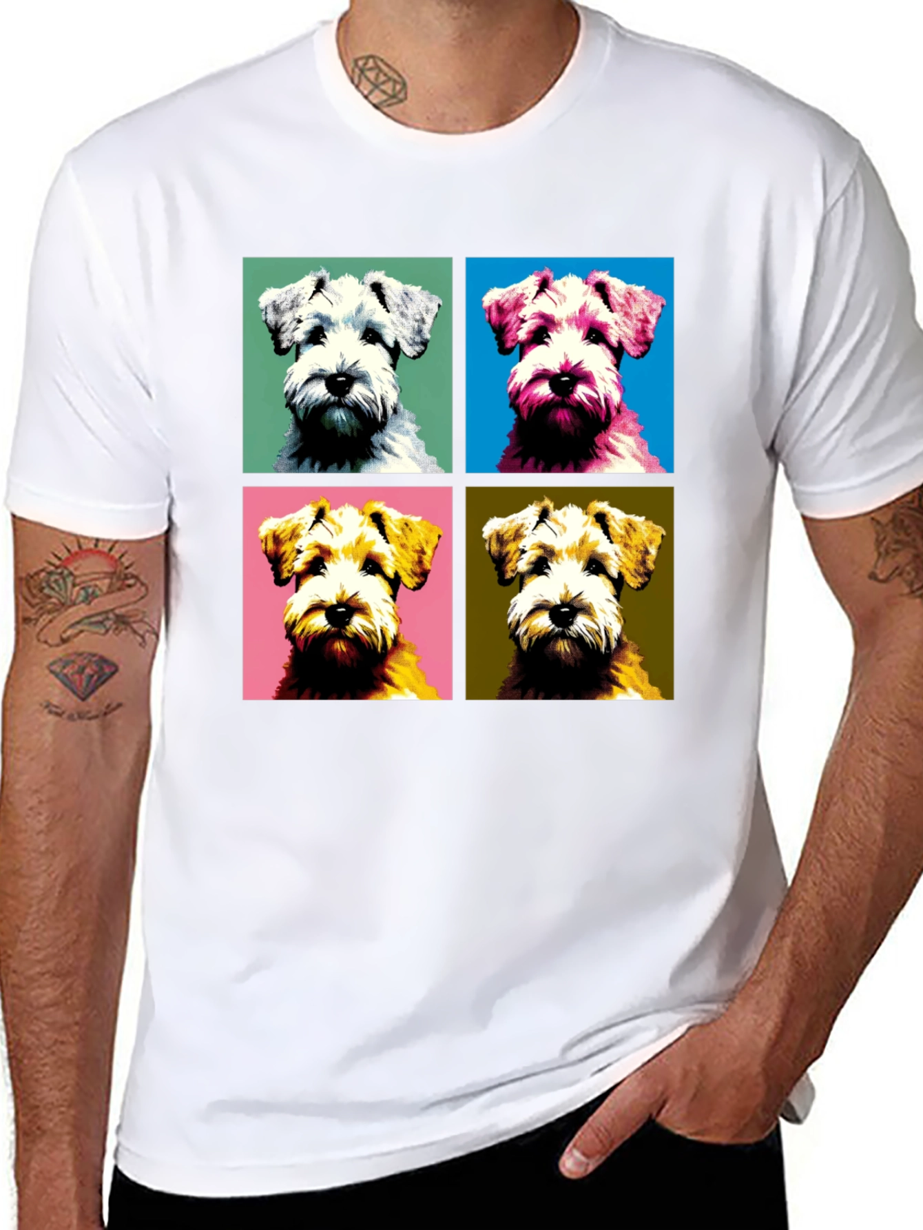 Pop Art Dog T-Shirt: Schnauzer Square Design
