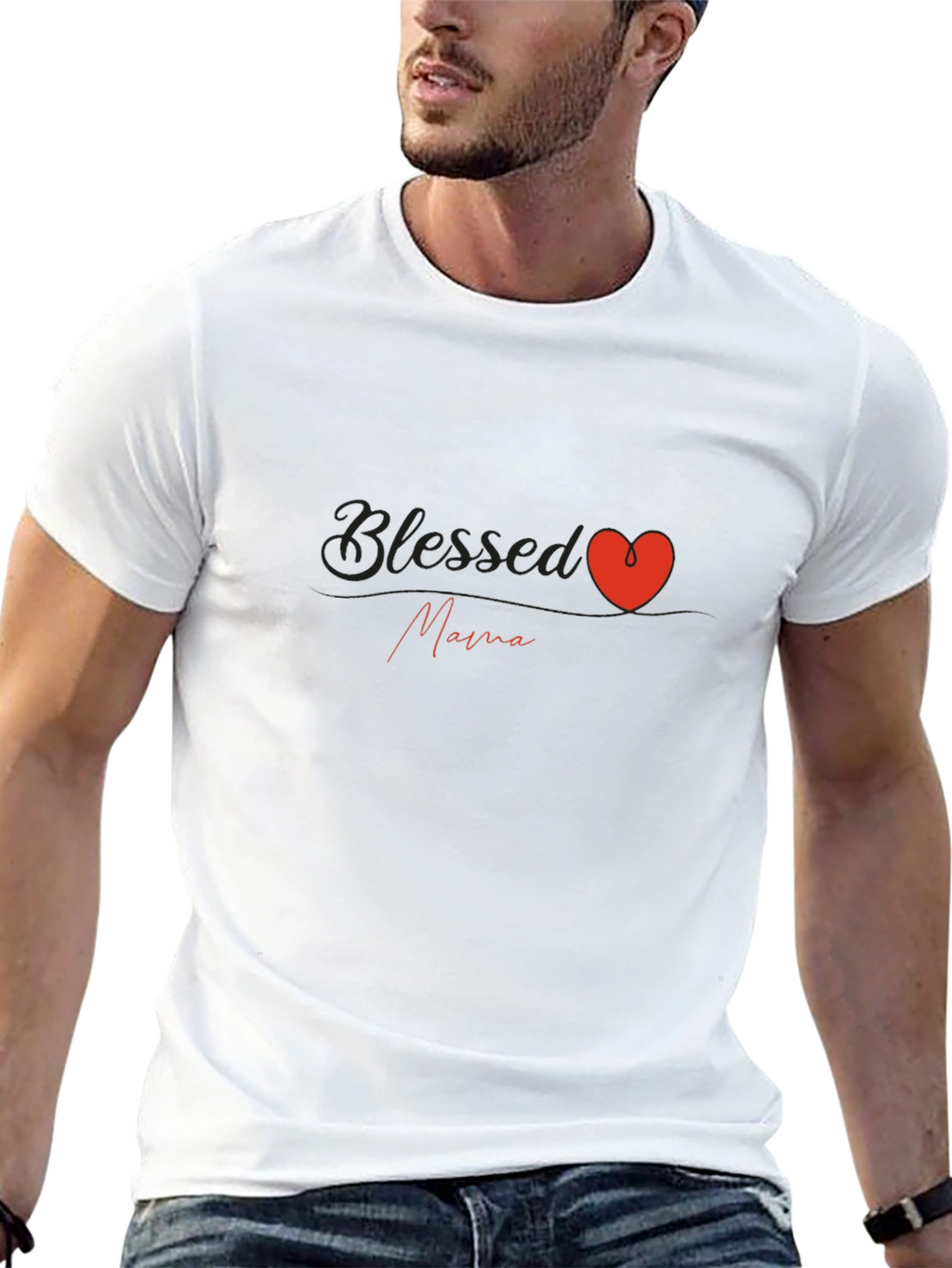 Blessed Mama Heart Graphic T-Shirt
