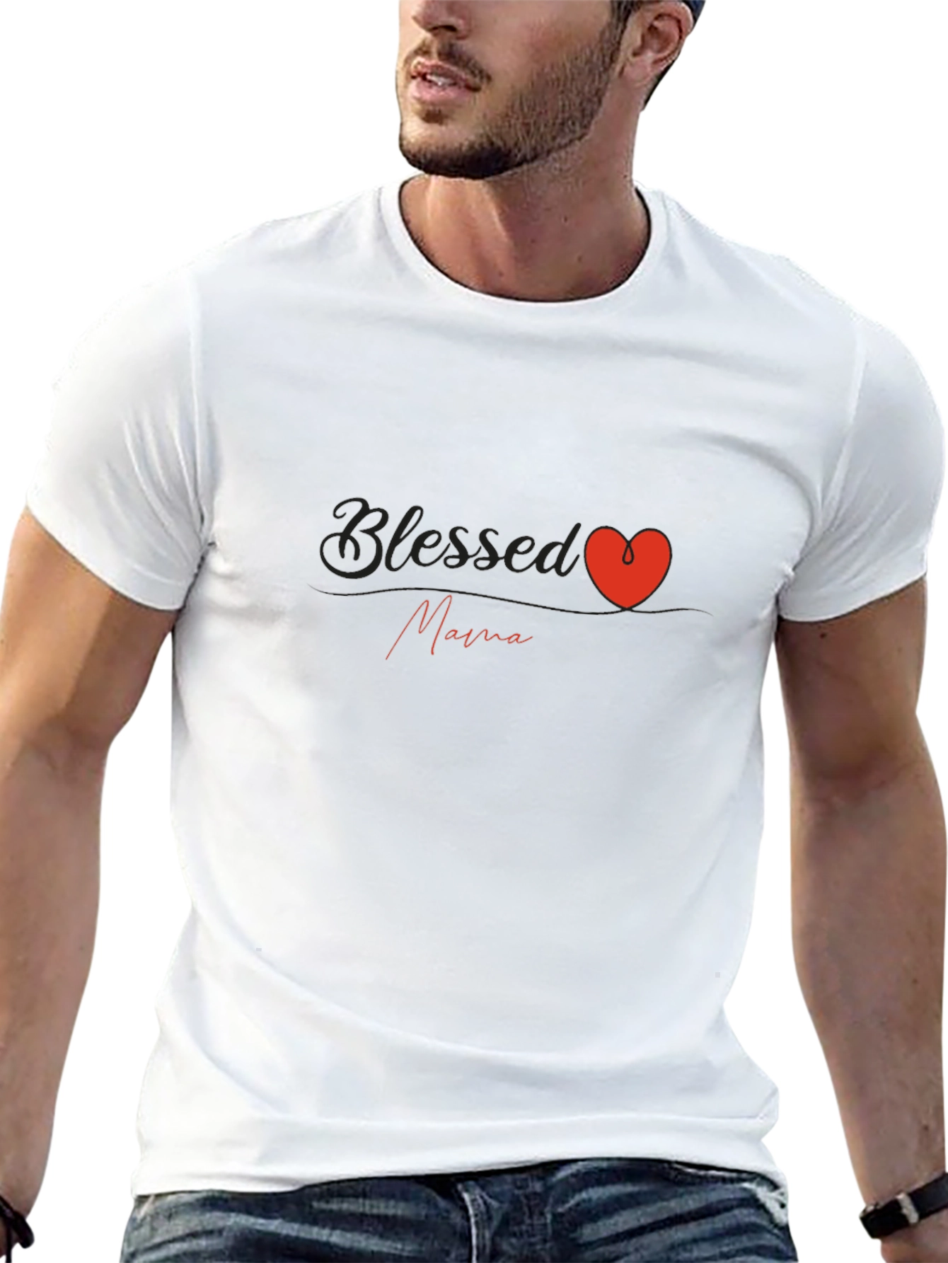 Blessed Mama Heart Graphic T-Shirt