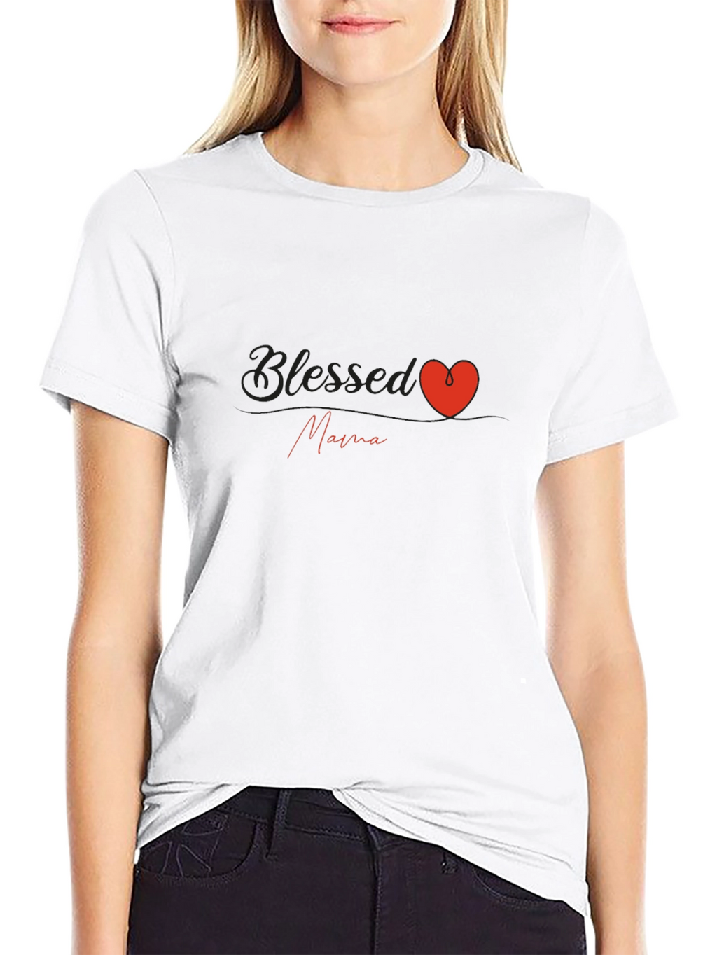 Blessed Mama Heart Graphic T-Shirt